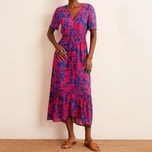 Abel the Label Cassidy Hi-Lo Midi floral Dress vibrant retro costal boho